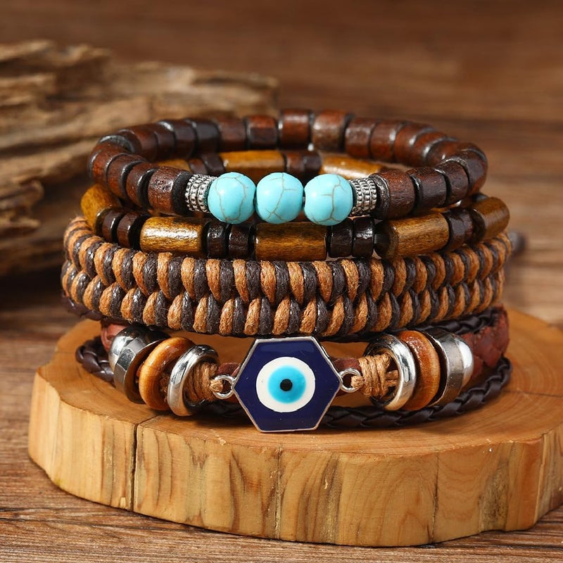 JAVMOO Gothic Bracelet Adjustable Punk Braided Leather Multilayer Grunge Set Bracelets Emo Metal Cuff Wrap Bangles Meaningful Gift - Image 2